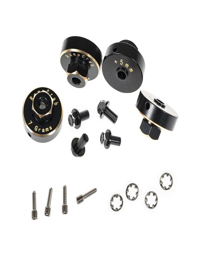 RampCrab Hex Wheel hubs Extension kit +5mm for SCX24 AX24, Brass Extended Hex Hub Wheel Spacers, Upgrades Parts for SCX24 Bronco Deadbolt JLU C10 AX24, 1/24 RC Crawler Car Upgrades Accessories (Black) - Image 1